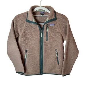 Patagonia Kids Retro Pile Fleece Jacket Boys 10 M Brown Outerwear Gorpcore